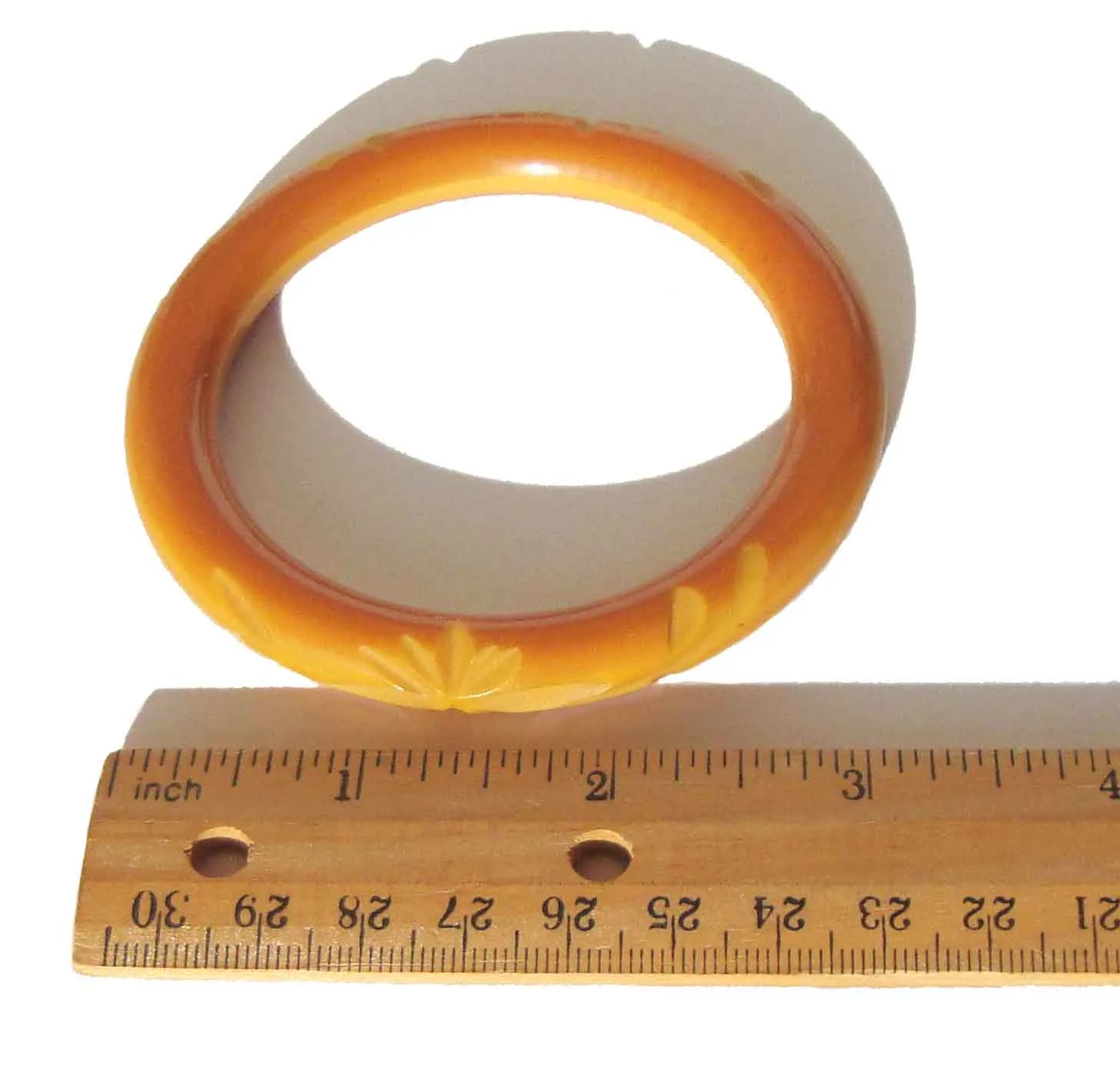 Vintage Carved Bakelite Bangle Butterscotch Bracelet