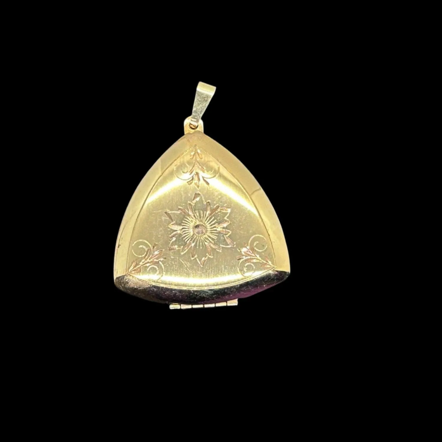 Vintage Gold Filled Triangular Scrollwork Locket