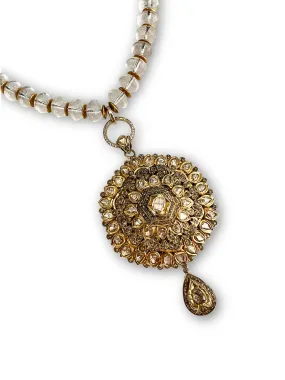 Vintage Gold Plate Rose Cut Pave Diamond Pendant