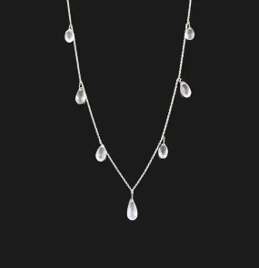 Vintage Silver Rose Quartz Briolette Charm Necklace
