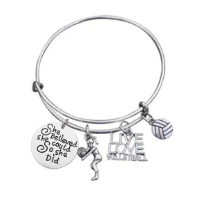 Volleyball She Believed She Could So She Did Bangle Bracelet