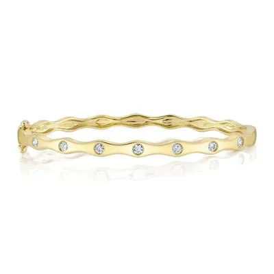 Wavy Diamond Inlay Bangle
