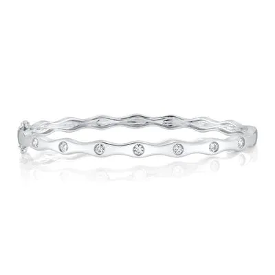 Wavy Diamond Inlay Bangle