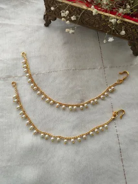 White Color Gold Plated Earchains - MKS25