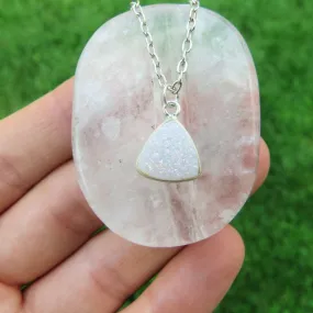 White Druzy Necklace | Angel Aura Quartz Crystal Necklace