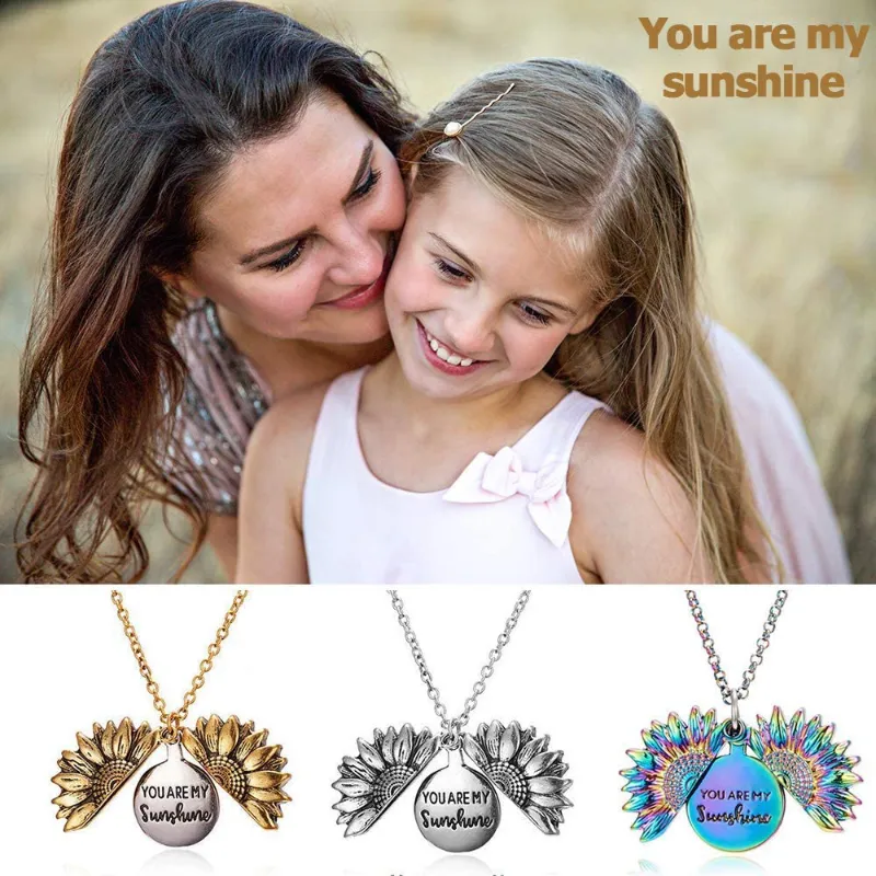 Women's Sunflower Pendant Locket Necklace