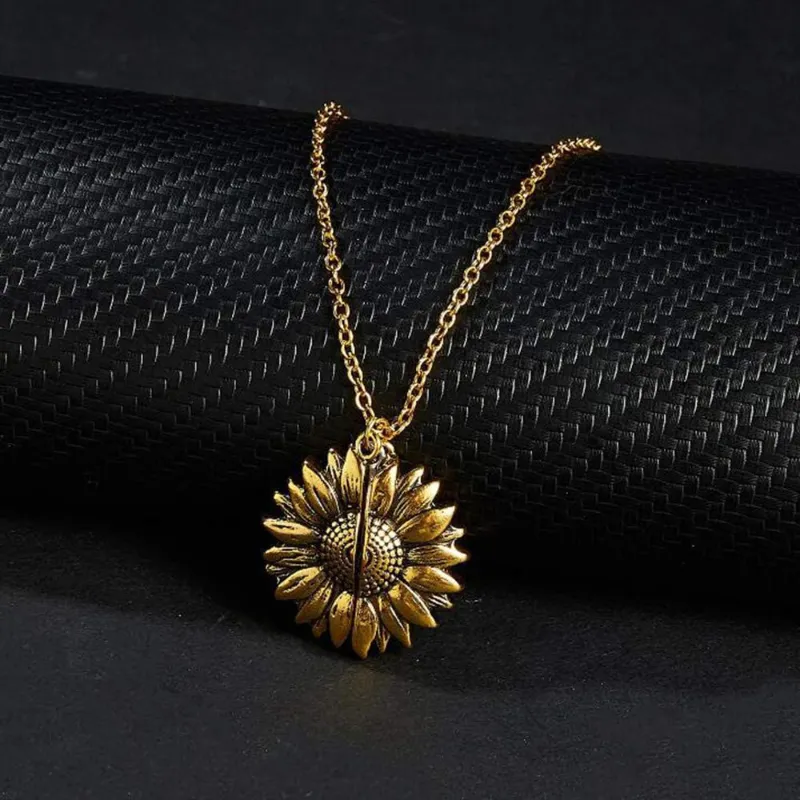 Women's Sunflower Pendant Locket Necklace