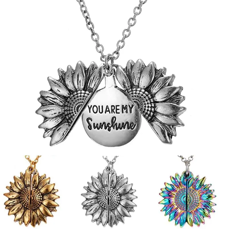 Women's Sunflower Pendant Locket Necklace