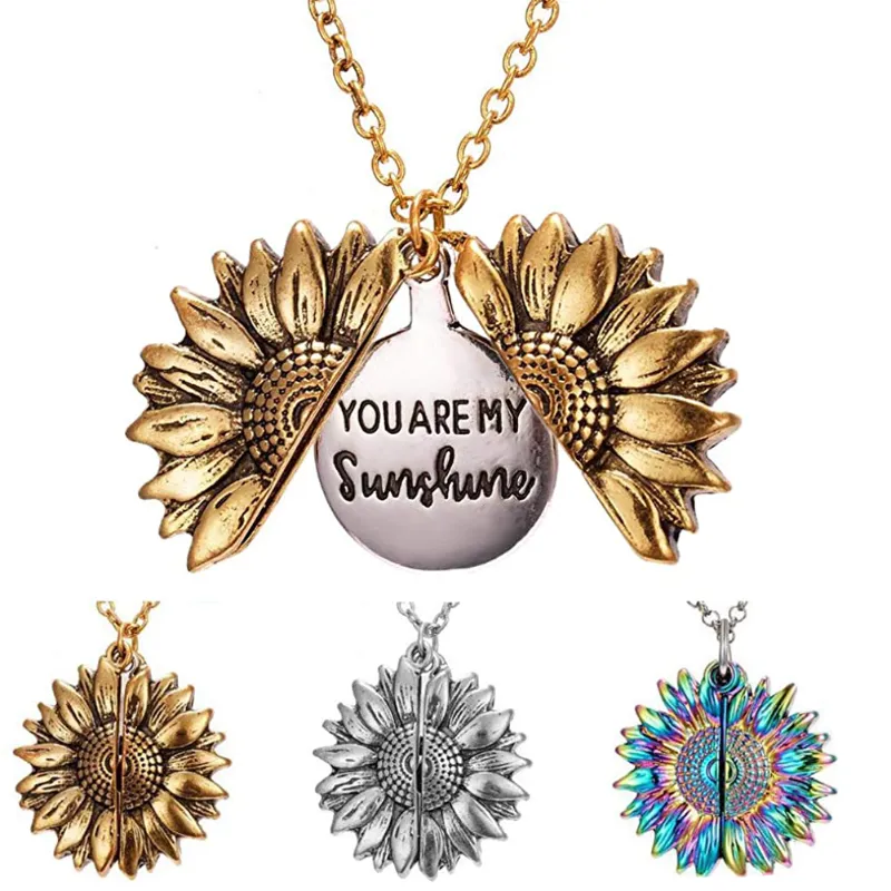 Women's Sunflower Pendant Locket Necklace