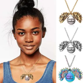 Women's Sunflower Pendant Locket Necklace