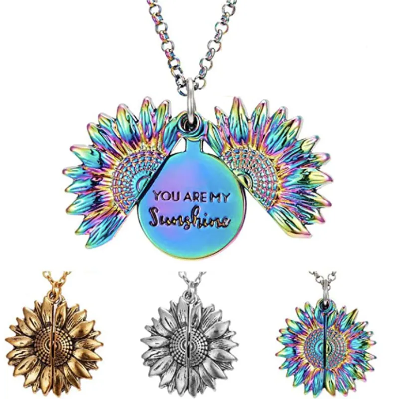 Women's Sunflower Pendant Locket Necklace