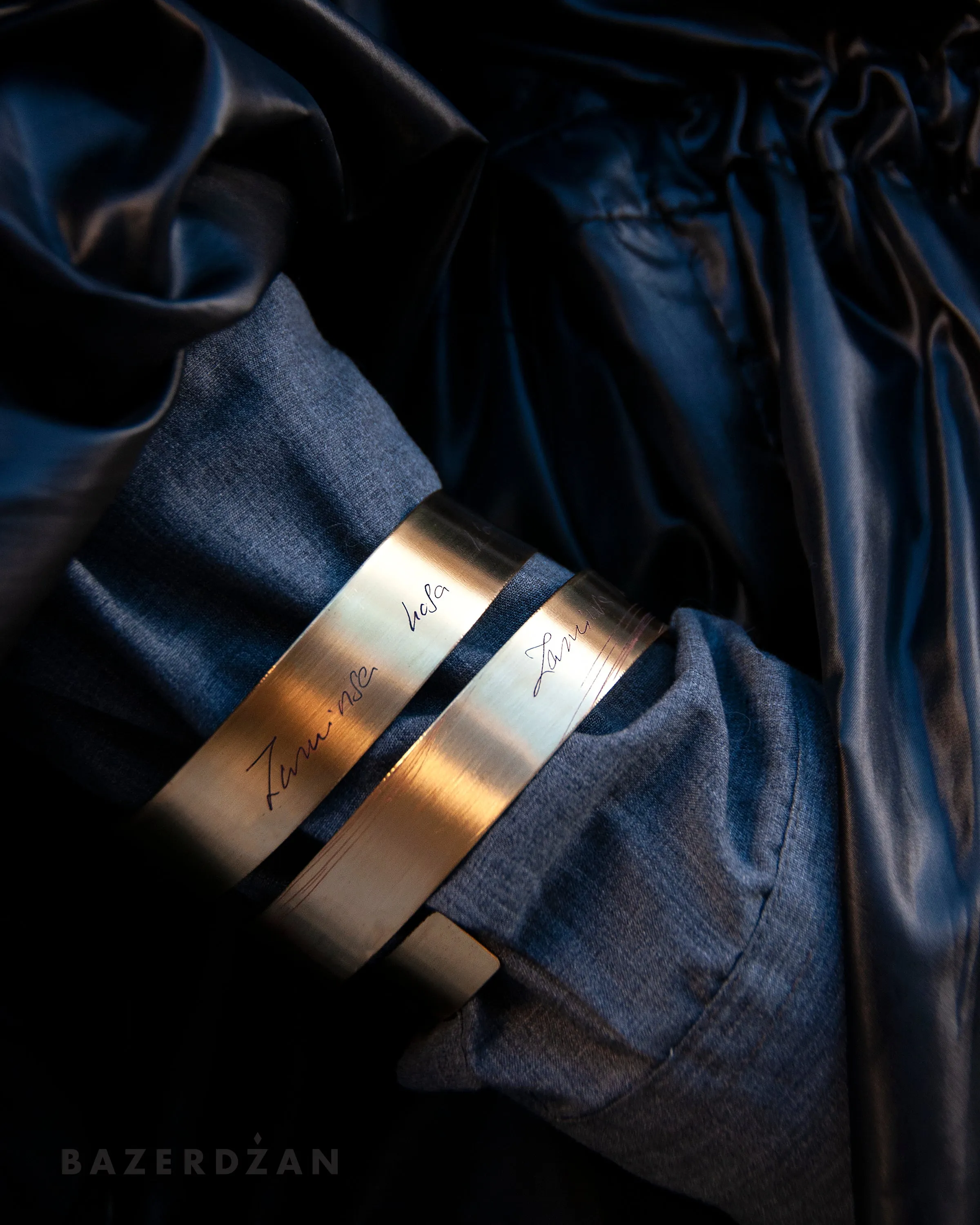 Zinc and Brass Bracelet With Engraved Sevdalinka by Werkstatt Studio x Bazerdzan
