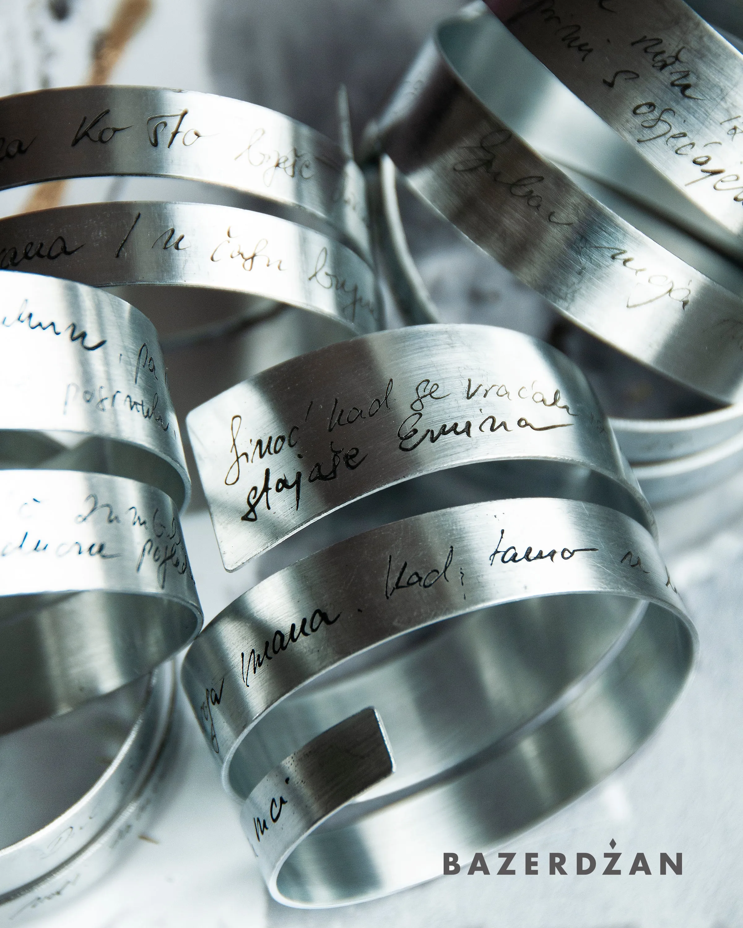 Zinc and Brass Bracelet With Engraved Sevdalinka by Werkstatt Studio x Bazerdzan