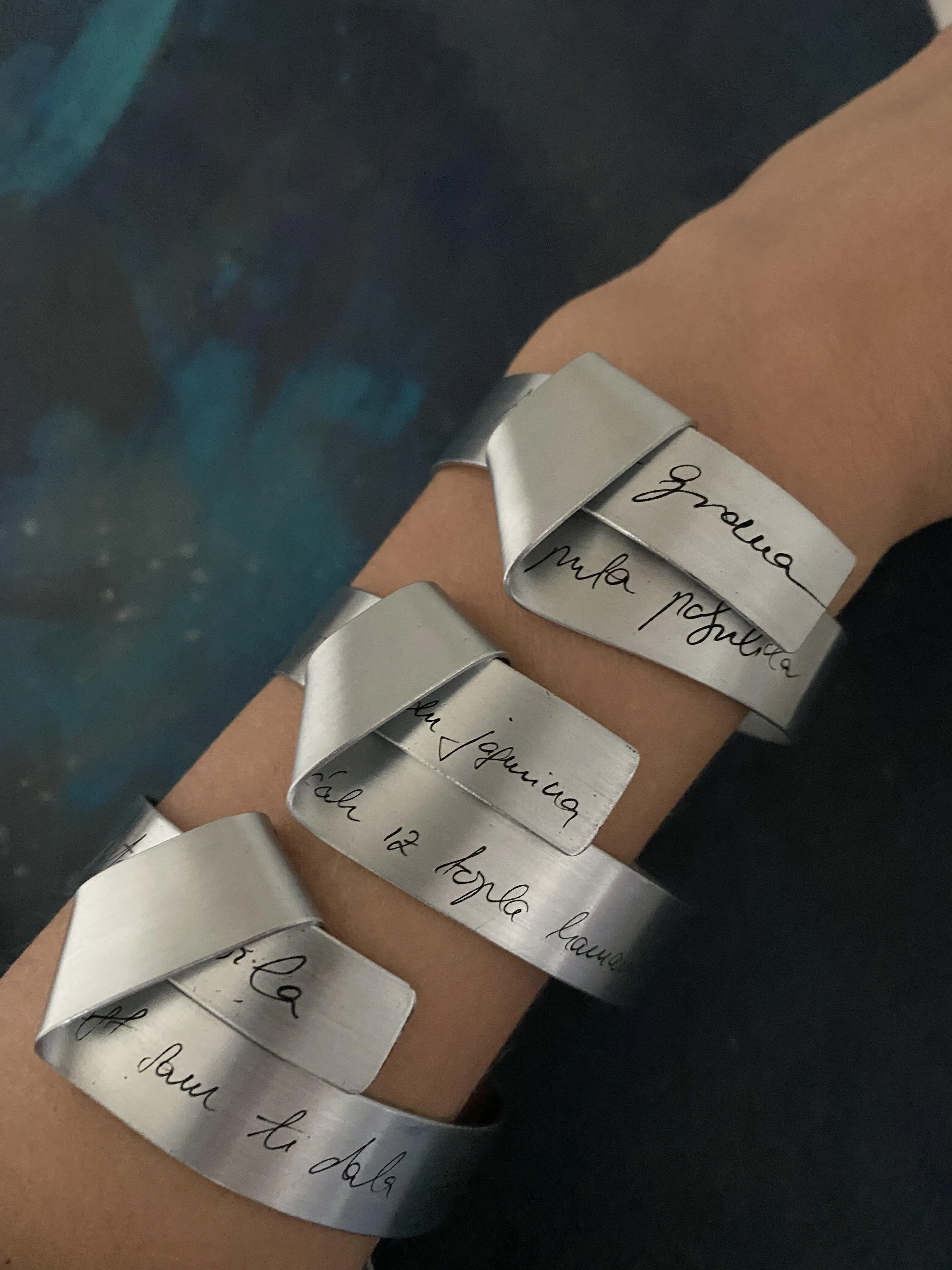 Zinc and Brass Bracelet With Engraved Sevdalinka by Werkstatt Studio x Bazerdzan