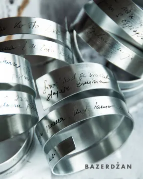 Zinc and Brass Bracelet With Engraved Sevdalinka by Werkstatt Studio x Bazerdzan