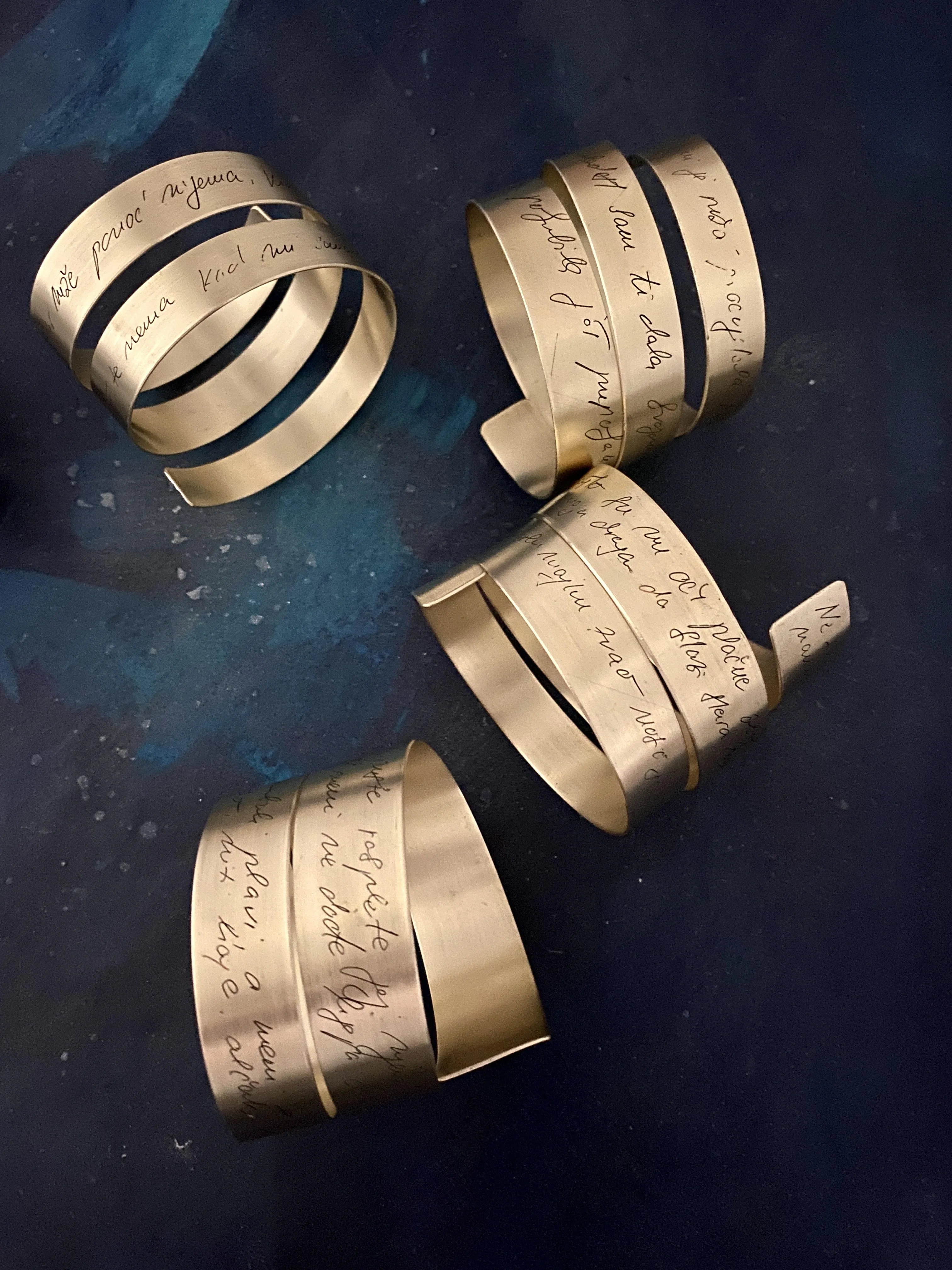 Zinc and Brass Bracelet With Engraved Sevdalinka by Werkstatt Studio x Bazerdzan